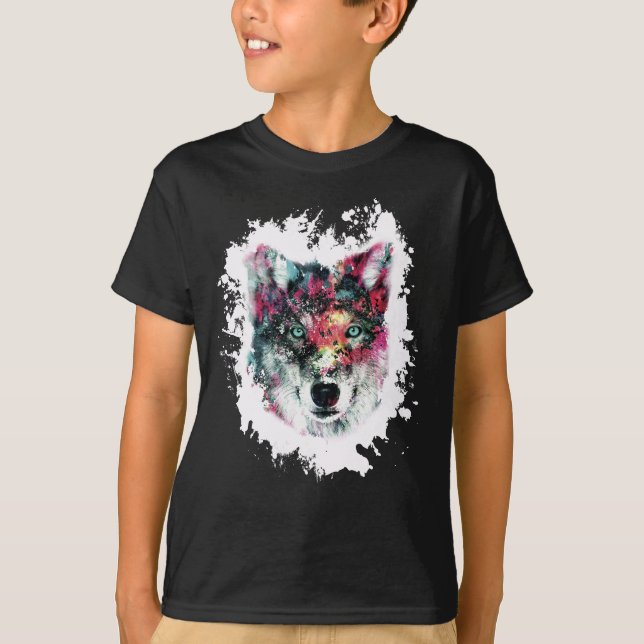 Camiseta Wolf Art Colorida (Frente)