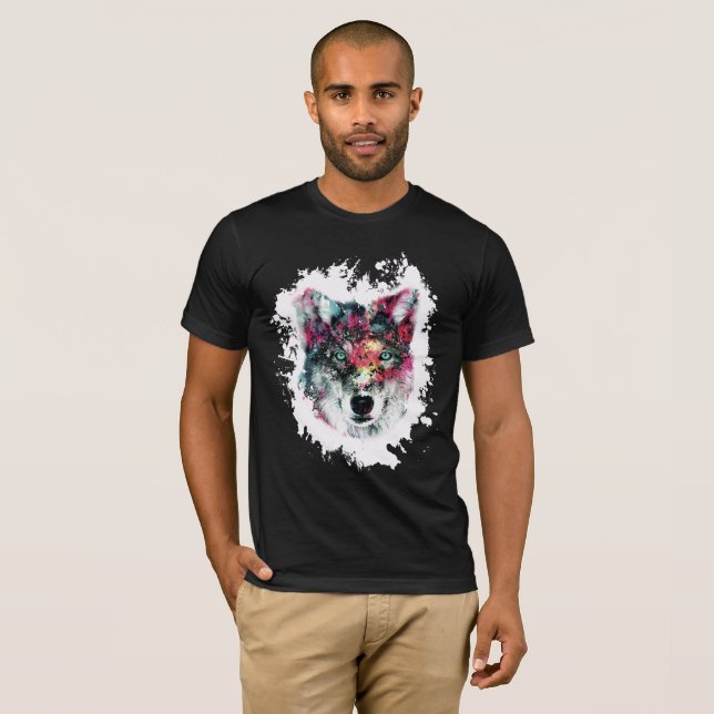 Camiseta Wolf Art Colorida (Frente Completa)