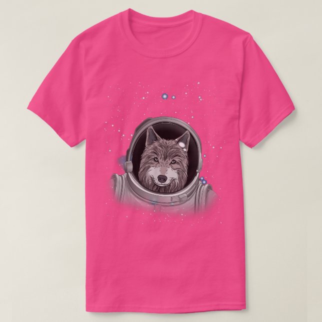 Camiseta Wolf Astronauta Espacial Exploration Astronomy Wol (Frente do Design)