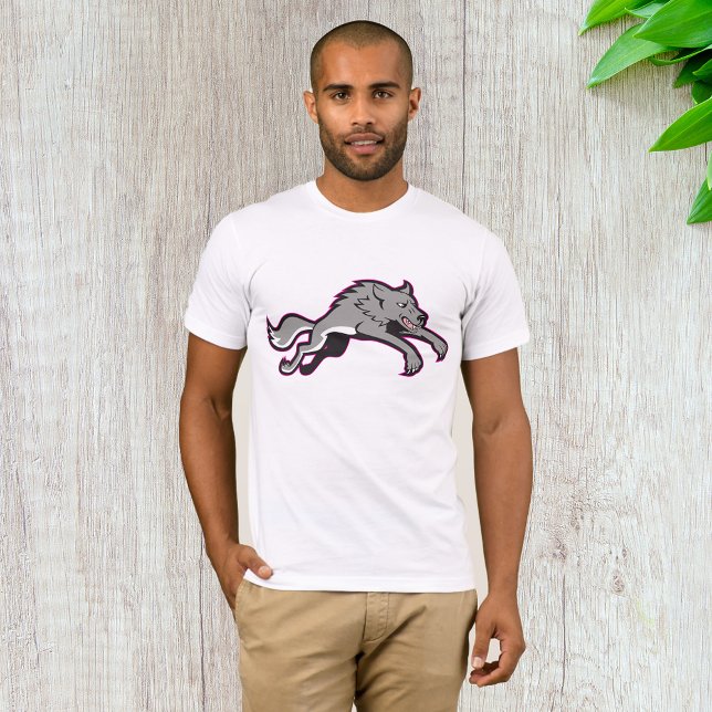 Camiseta Wolf Atacando Mens T-Shirt (Criador carregado)