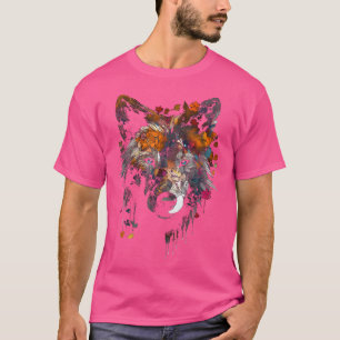 Camiseta Wolf Autumn Deixa Olhos Azuis Olhos Animais Motif
