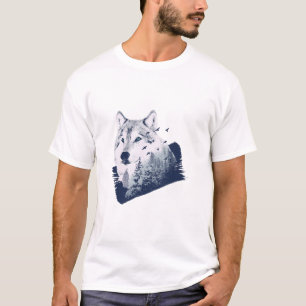 Camiseta Wolf Blue Forest Grunge