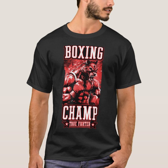 Camiseta Wolf Boxing Champ _ Boxer Fighter Motivation  (Frente)