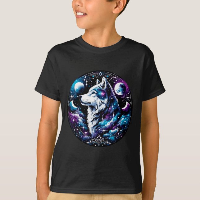 Camiseta Wolf Celestial Dream Night Howling Moon Funny Wolv (Frente)