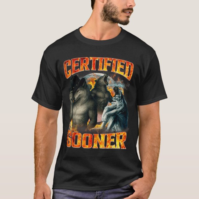 Camiseta Wolf Certified Gooner Funny Bootleg Meme Dad Papa  (Frente)