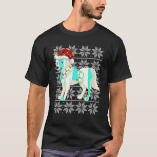Camiseta Wolf Christmas Lights Santa Hat Wolf Ugly Xmas