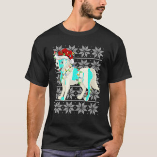 Camiseta Wolf Christmas Lights Santa Hat Wolf Ugly Xmas