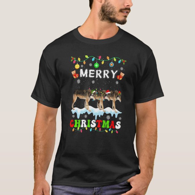 Camiseta Wolf Christmas Squad Xmas Women Men Kids (Frente)