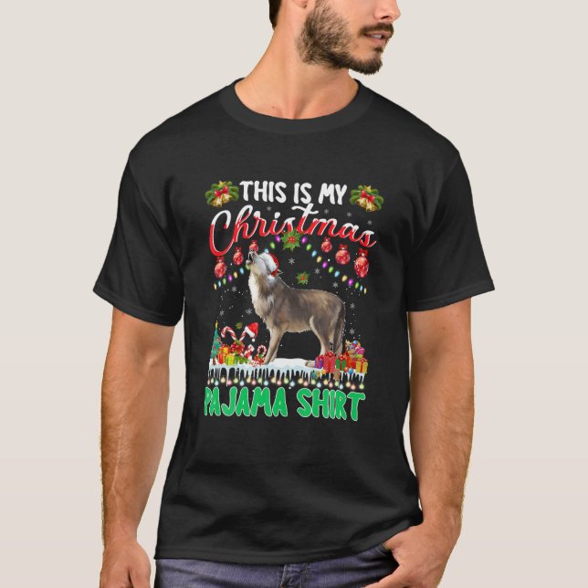 Camiseta Wolf Christmas T This É My Christmas Pajama Wolf (Frente)