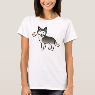 Camiseta Wolf Cinza Cartoon Siberian Husky Love