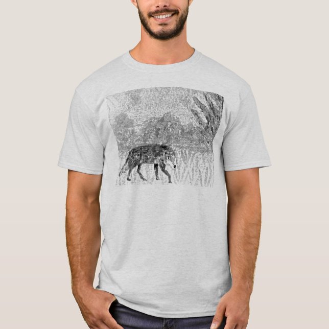 Camiseta Wolf Cinza Wildlife Sketch (Frente)