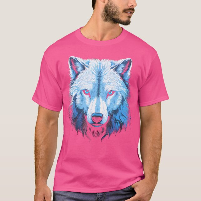 Camiseta Wolf do Ártico Face Wolves Art Motif (Frente)