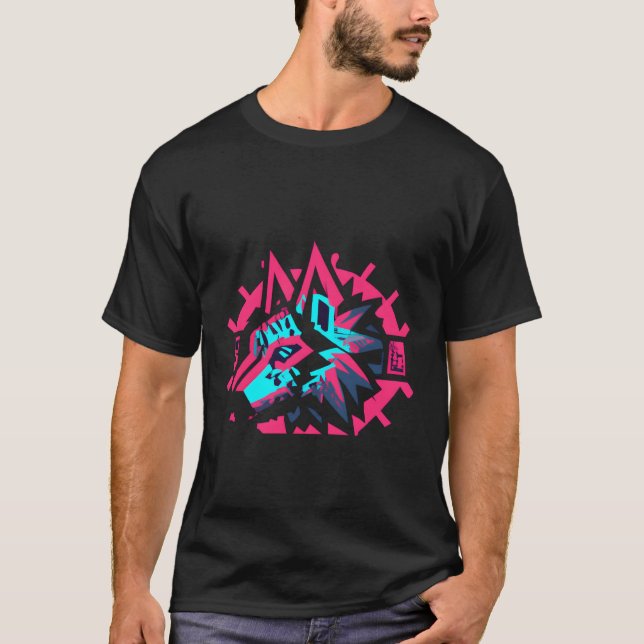 Camiseta Wolf do estilo Cyberpunk (Frente)