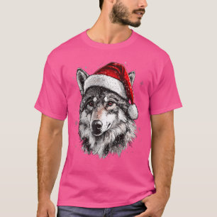 Camiseta Wolf do Wolf Santa Hat Engraçado Xmas Amava o Nata