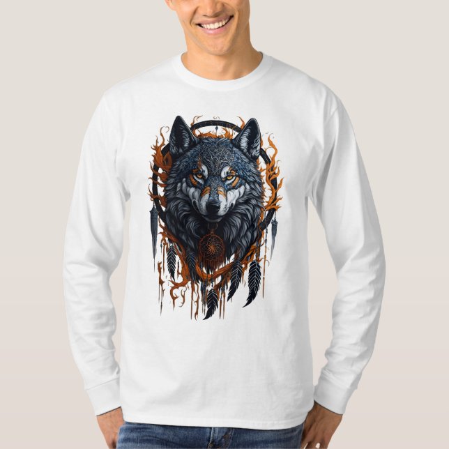 Camiseta Wolf Dream Catcher T Shirt (Frente)
