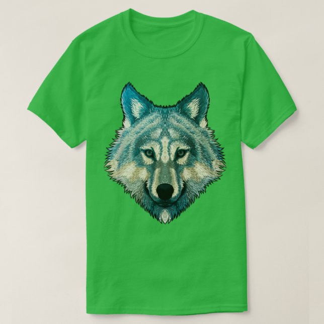 Camiseta Wolf Face Cinza Wolf Fearless Warrior Wild Animal  (Frente do Design)