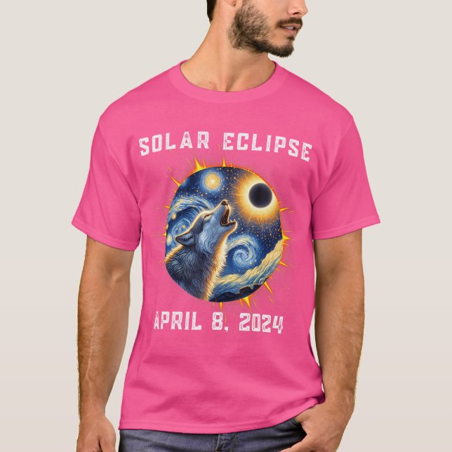 Camiseta Wolf Fans Totality Solar Eclipse 2024 Wolf Howling (Frente)