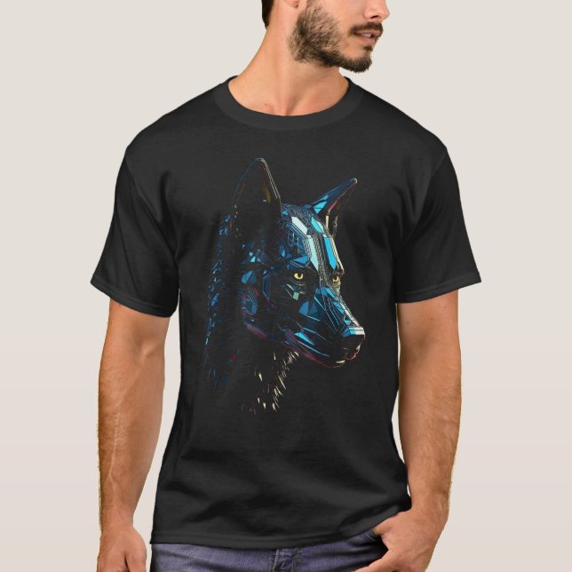 Camiseta Wolf Fantasy Dog Robot Polygon Animal Wolf (Frente)