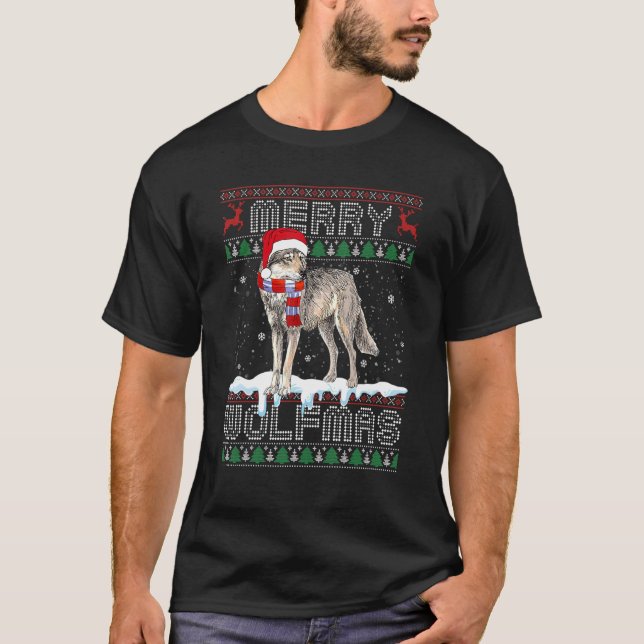 Camiseta Wolf Feliz Wolfmas Natal Wolf Ugly Sweater (Frente)