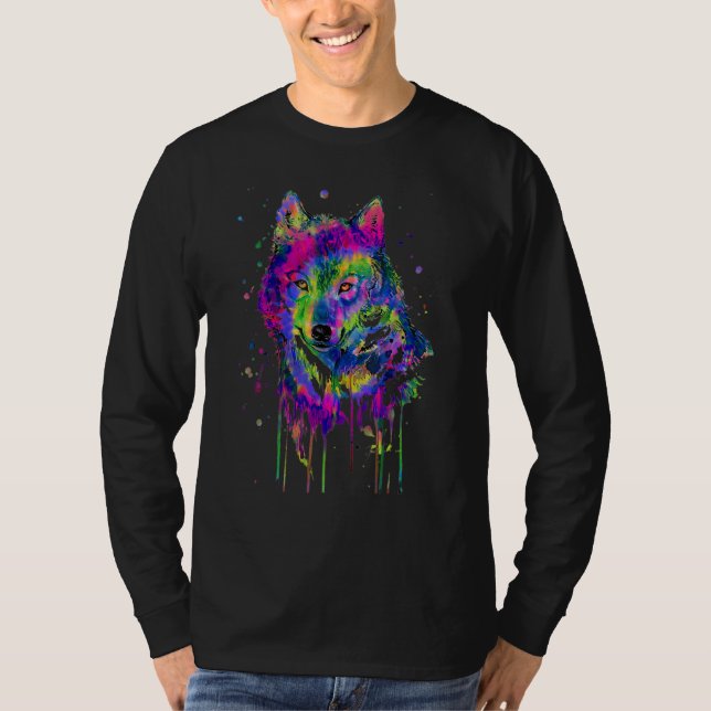 Camiseta Wolf For Men Wolf Women Wolf Moon Tie Dye (Frente)