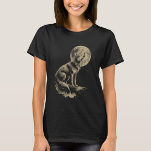 Camiseta Wolf Forest Moon Vintage Cósmico Howling Wolf Love