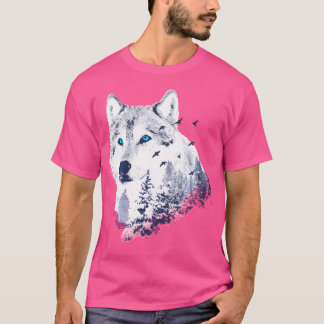 Camiseta Wolf Forest Mounains Wildlife Snow Wo