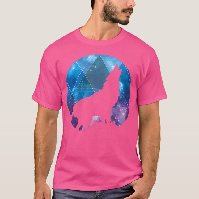 Camiseta Wolf Galaxy Lobos de Arte Espacial Geométrica Wolf (Frente)
