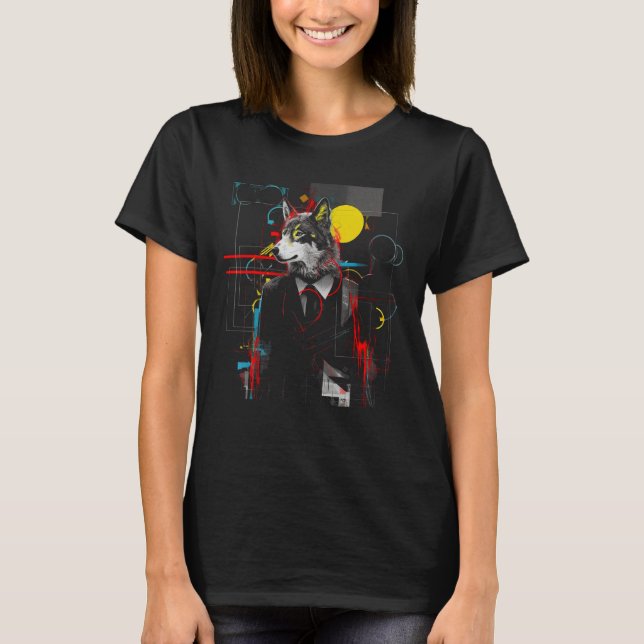 Camiseta Wolf Geométrico Art Animal Motif Wolf (Frente)