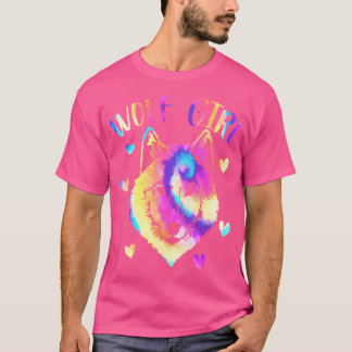 Camiseta Wolf Girl Tie-Dye Cute Apenas Uma Menina Que Ama O