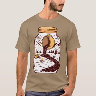 Camiseta Wolf Glass Café Natureza Camping Hiker Camping fri
