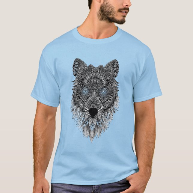 Camiseta Wolf Graphic Men’s T-Shirt Casual Streetwear (Frente)