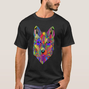 Camiseta Wolf Head Color Geométrico Howe Moon Animal