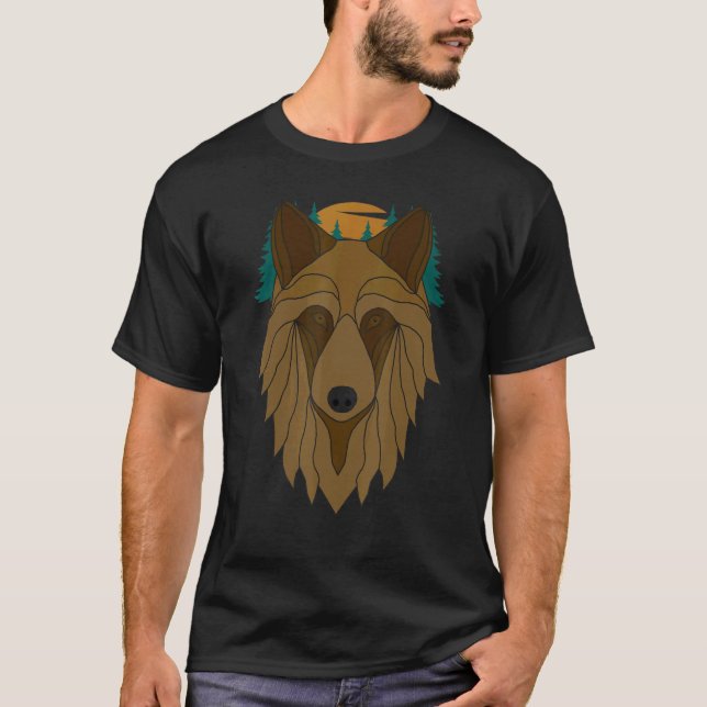 Camiseta Wolf Head Motif Predator Face Imprint Com Wolf Mo (Frente)
