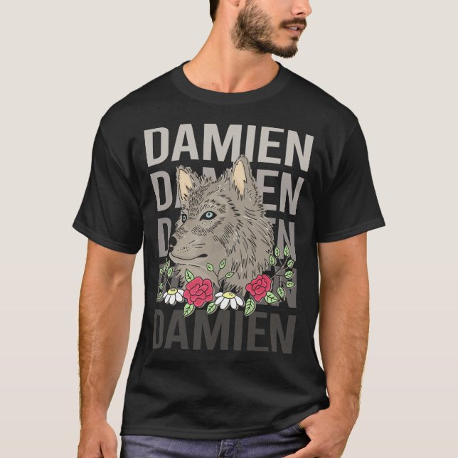 Camiseta Wolf Head - Nome de Damien (Frente)