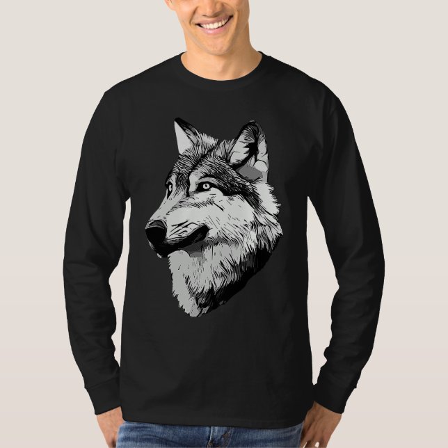 Camiseta Wolf head predator face imprint with wild animal   (Frente)