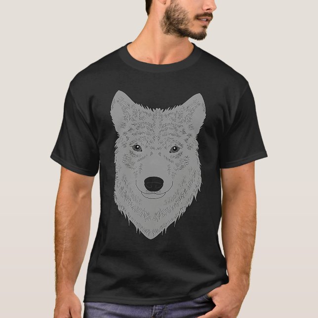 Camiseta Wolf head predator face imprint with wild animal   (Frente)