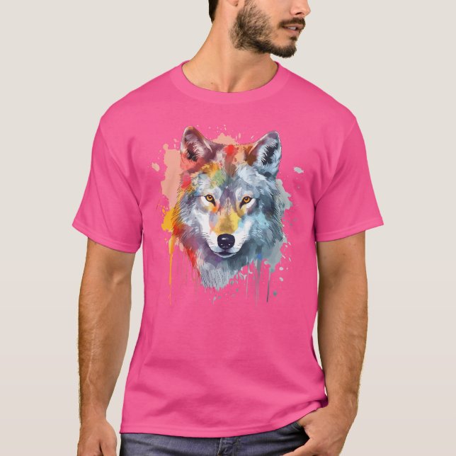 Camiseta Wolf Head Watercolor (Frente)