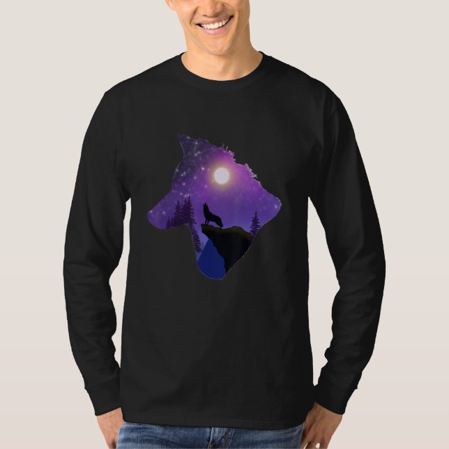 Camiseta Wolf Howling At The Moon Design (Frente)