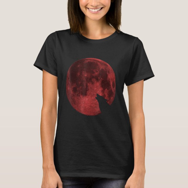 Camiseta Wolf Howling Blood Moon (Frente)