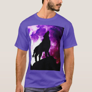 Camiseta Wolf Howling em Moon Purple Color