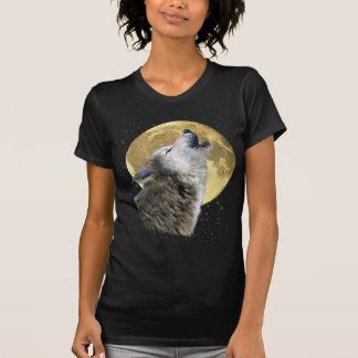 Camiseta Wolf Howling em Moon Snow Winter Willife Shirt