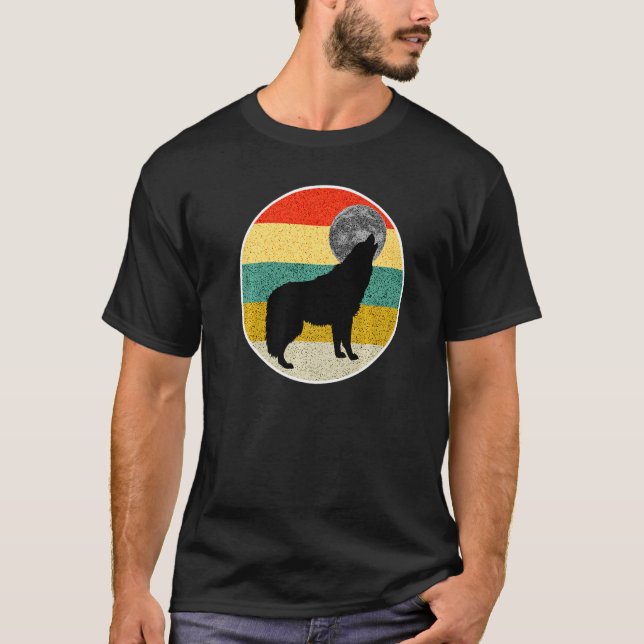 Camiseta Wolf Howling Em Moon Vintage (Frente)