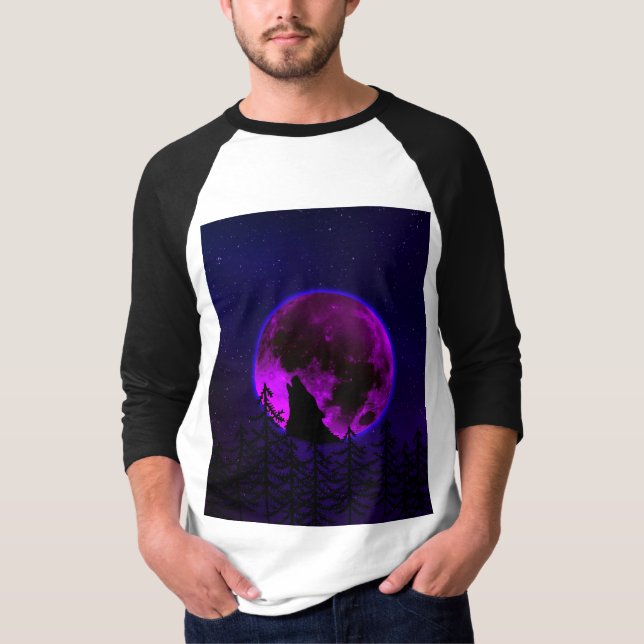 Camiseta WOLF HOWLING MOON MAGENTA (Frente)