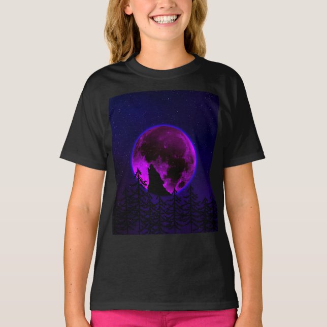 Camiseta WOLF HOWLING MOON MAGENTA (Frente)