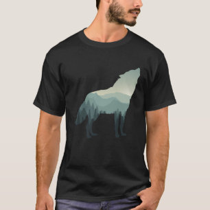 Camiseta Wolf Howling Mountain Forest