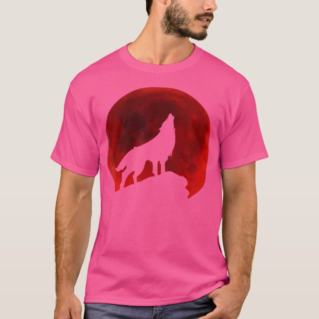 Camiseta Wolf Howling Na Lua (Frente)
