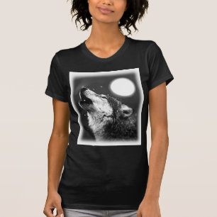 Camiseta Wolf Howling na Lua