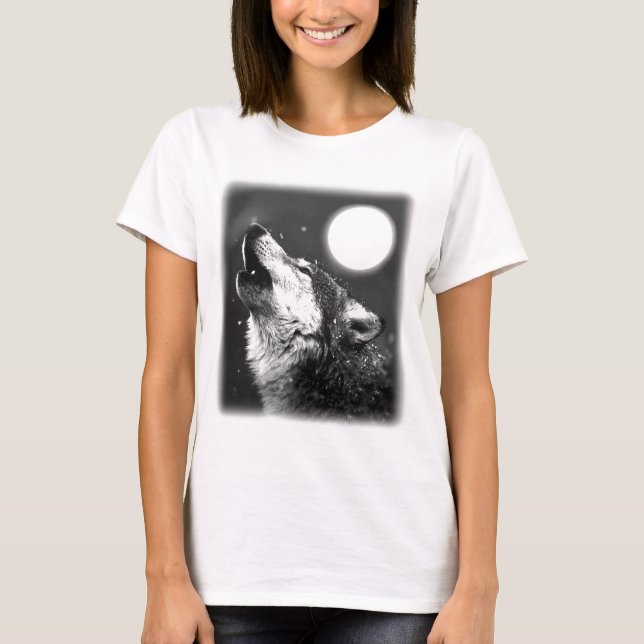 Camiseta Wolf Howling na Lua (Frente)