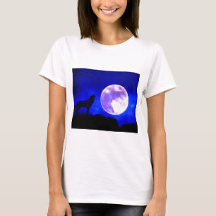 Camiseta Wolf Howling na Lua