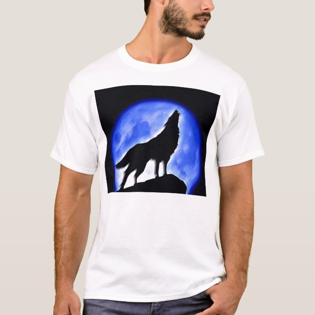 Camiseta Wolf Howling na Lua (Frente)